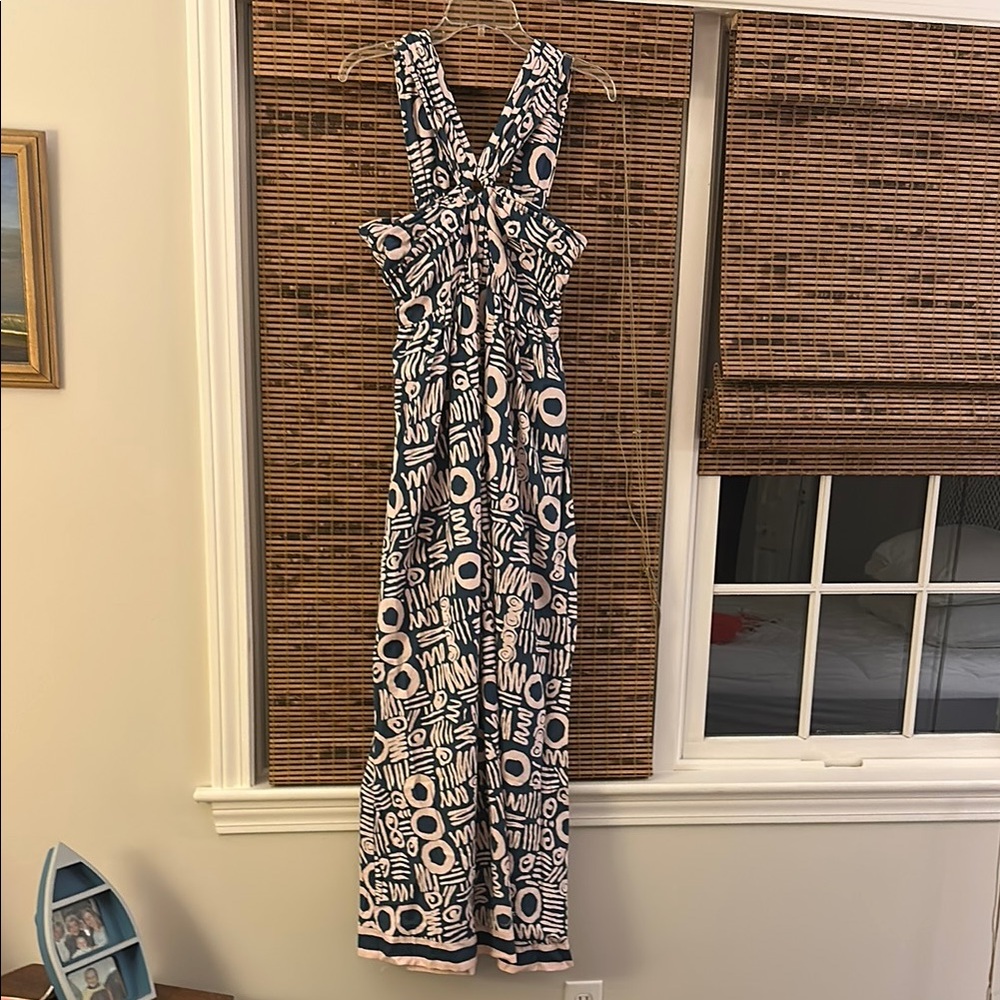 Cleobella Navy and Cream Patterned Dress